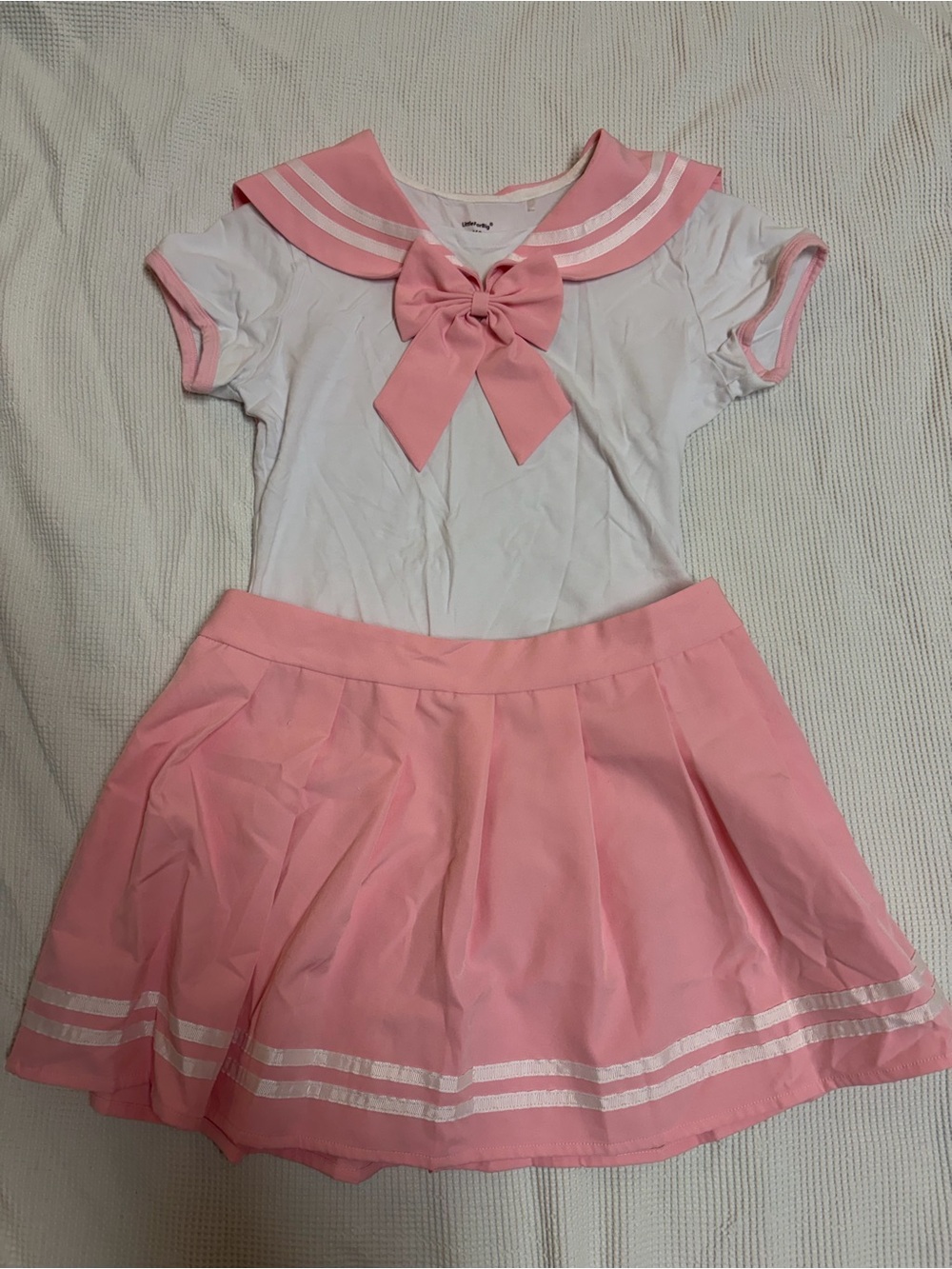 Little for big pink onesie and skirt set